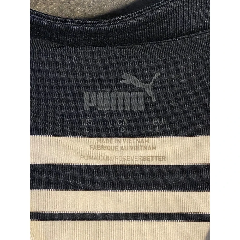 PUMA large Cloudspun SLEEVELESS Valley Womens Shirt Blue White Striped Golf - Picture 4 of 8